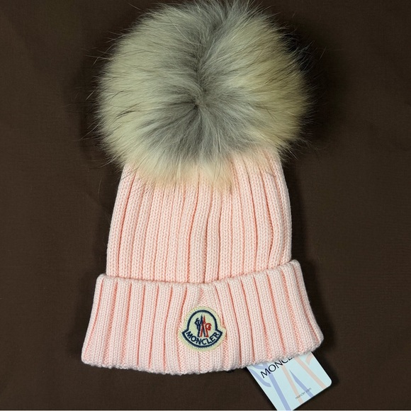 Moncler Accessories - Moncler Pink Knit Beanie w/ Pom Pom – Women’s – New